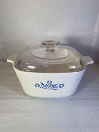 Vintage Corning Ware Blue Cornflower 1.  75 Qt.  7 Inch Casserole Dish W/ Lid A - 7c