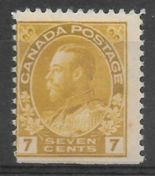 Canada Stamp - Kgv 1915 - 7c Olive - Yellow - Sg 208 - Hinged - See Photos