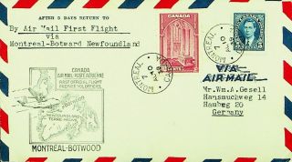 France 1939 Wwii Airmail Ff Montreal Via Nfld To Hamburg Germany Cover W/ 2v
