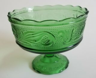 Vintage E.  O.  Brody Co.  M6000 Green Glass Compote Candy Dish Cleveland Ohio