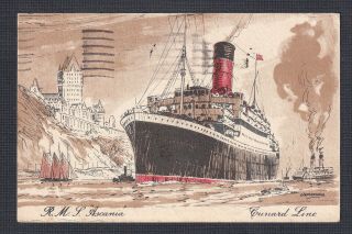 Canada 1928 4c Admiral Pair On Rms Ascania Cunard Line Ship Postcard Montreal