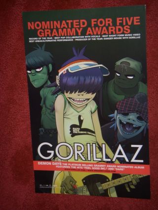 Gorillaz - Demon Days Lp 11 X 17 Promotional Poster 2005 Blur Damon Albarn