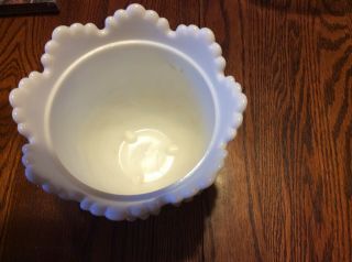 Fenton White Milk Glass Hobnail Planter Bowl W/crimped & Ruffled Edge