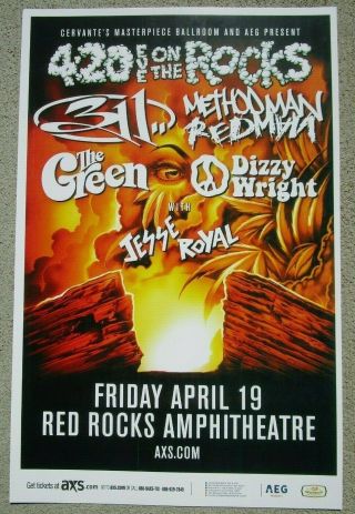 4:20 Eve On The Rocks W/ 311,  Method Man & Redman Red Rocks 11x17 Promo Poster