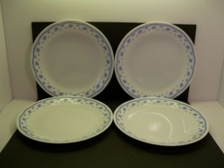 Set Of 4 Corelle " Morning Blue " 10 - 1/4 Inch Dinner Plates