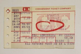 Joe Perry Project - 1983 Ticket Stub - Harpo 