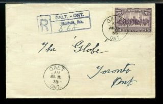 Galt Ont.  1935 13 Cent Single Use Registered Canada Cover