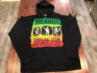 Perfect Zion Bob Marley Uprising Tour Poster Hoodie Sweatshirt,  Black,  Xl