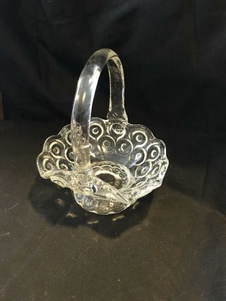 Vintage Le Smith Moon And Stars Clear Glass Basket 5.  5x4.  5