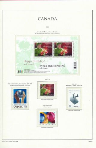 Canada 2006 Lighthouse Page 2006.  2 - Queens Birthday Etc M/sheet & Singles Mnh