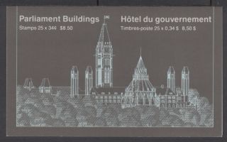 Canada Booklet Bk89a 34c X 25 Parliament Buildings,  Rolland Paper