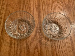 Set Of 2 Vintage Arcoroc France Starburst Diamond Pattern Clear Glass 4 " Bowls