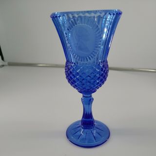 Avon Fostoria George Washington Cobalt Blue Wine Glasses Goblets