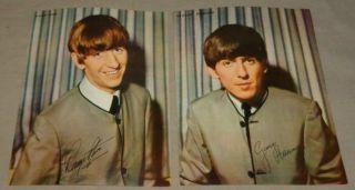 Vintage Beatles Ringo Starr George Harrison Faux Autograph Posters