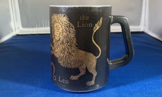 Vintage Federal Glass Zodiac The Lion Leo Black & Gold Coffee Mug Cup