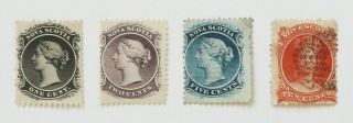 Canada - Nova Scotia Set Of 4 Stamps Scott 8,  9,  10,  12