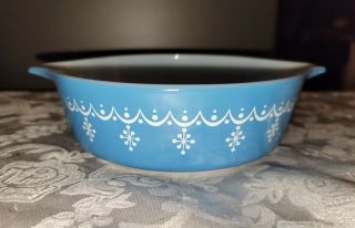 Vintage Pyrex 471 Blue Garland Snowflake 1 Pint Dish