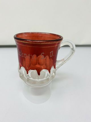 Antique Ruby / Red Flash Glass / Cup Souvenir - Stickney South Dakota