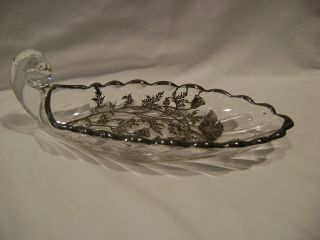 Silver City Flanders Poppy Sterling Silver Overlay Nappy Oblong Relish Dish 9 "