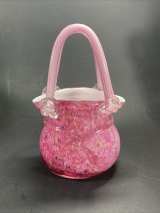 Block Crystal Handbag Purse Vase Multi - Color Mouth Blown 9” Hand Cut Catherine