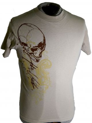 The " Skull " Adult T - Shirt ^ Size S Tan ^ Rare Shirt Bert Mccracken
