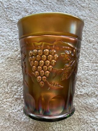 Vintage Carnival Glass Grape And Cable Tumbler Northwood 4 Inches