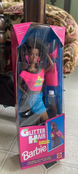 1993 Glitter Hair Barbie - Christie - African American Doll - Nrfb