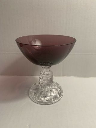 4 Vintage Fostoria American Lady Sherbet Goblets 4 1/8” Amethyst Purple