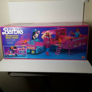Vintage 1989 Barbie Western Fun Motor Home Camper Van Box