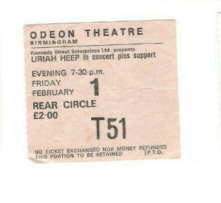 Uriah Heep Concert Ticket Stub 2 - 1 - 80