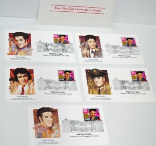 Elvis Presley Set Of 5 First Day Of Issue Covers Jan 8 1993