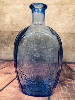 Vintage Cobalt Blue Franklin Glass Bottle Clipper Ship Eagle Shield Twd Wheaton