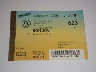 Bon Jovi Concert Gig 1996 Tour Tickets Jon European Tour