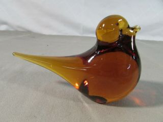 Vintage Pilgrim Glass Hand Blown Amber Bird Figurine