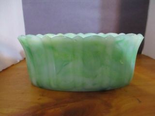Akro Agate Green Oval Planter No Chip Cracks Or Other Damage Piece