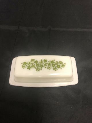 Pyrex Crazy Daisy Covered Butter Dish White With Green Flower Vintage.