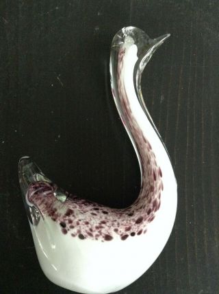 Vintage Hand Blown Art Glass Swan/duck Figurine Purple,  Home Living Room,  Murano
