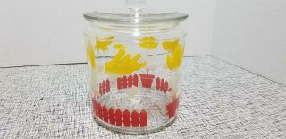 Vintage Hazel Atlas Anchor Hocking Tulip Fence Jar With Lid Yellow Red White