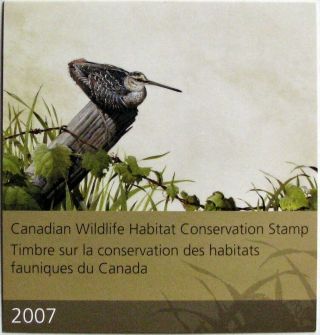 2007 Canada Wildlife Habitat Conservation Fwh23: Mnh Booklet Of 1 - Wilson 