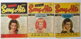 3 Song Hits Magazines 1953 - 1956 With Elvis Presley Article