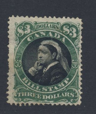 Canada Revenue Bill Stamp Series 3 Fb54 - $3.  00 Guide Value = $37.  50