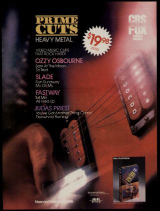 1984 Ozzy Osbourne,  Slade,  Fastway,  & Judas Priest " Prime Cuts " Album Promo Ad