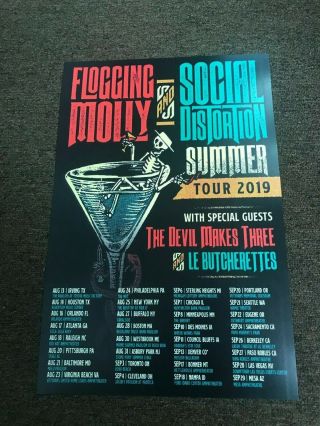 Flogging Molly Social Distortion Summer Tour 2019 Cardstock Promo Poster 12x18