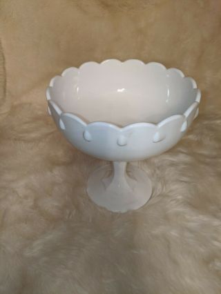 Vintage Indiana White Milk Glass Pedistal Bowl