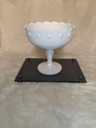 Vintage Indiana White Milk Glass Pedistal Bowl 2