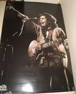 Rolled 2001 Bob Marley Concert Photo Pinup Poster 24 X 36 Adrian Boot Photograph