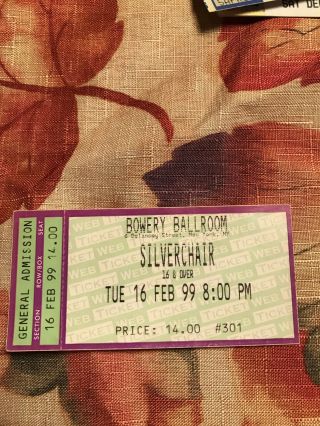 Silverchair Concet Ticket Stub York City Ny Bowery Ballroom 2.  16.  99 1999
