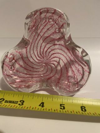 Murano Italy Art Glass Pink & Clear Candy Dish Ash Tray