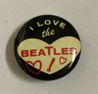 Vintage I Love The Beatles Pinback Button 1964