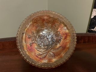 Imperial Open Rose Marigold Carnival Glass Bowl